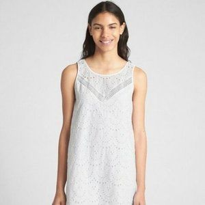 GAP white cotton eyelet shift dress size L